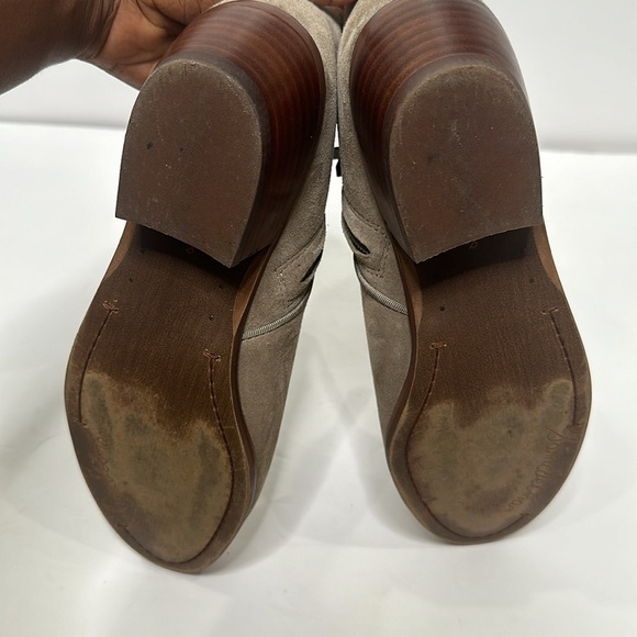 Sam Edelman Tan Suede Upper Leather Petty Round Toe Ankle Boots with Side Zip 8M - Picture 10 of 16